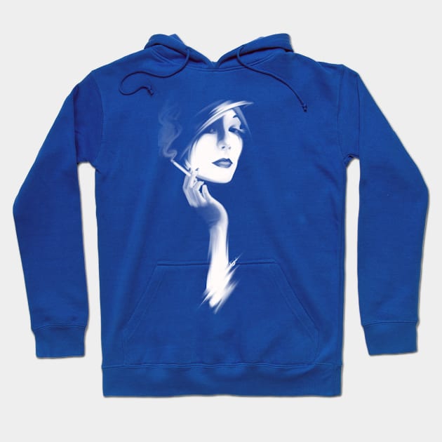 Smoking Hot Woman Hoodie by Dagui